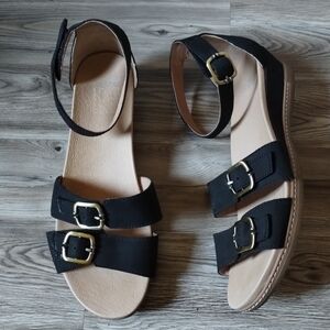Dansko Astrid Black Low Wedge Ankle Strap Sandal Women's Size 41 US 11 - 11.5